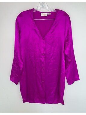 Vintage Victoria's Secret Gold Label Pajama Silk Button Up Shirt S